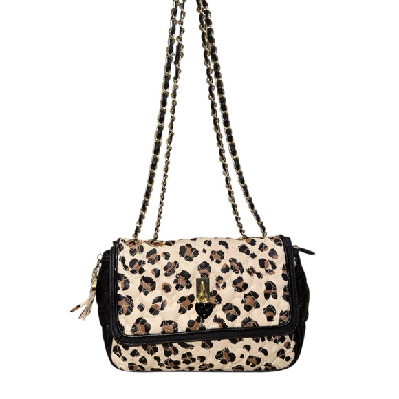 Betsey Johnson Handbags - Betsey Johnson Animal Print Crossbody Bag with Gold Chain